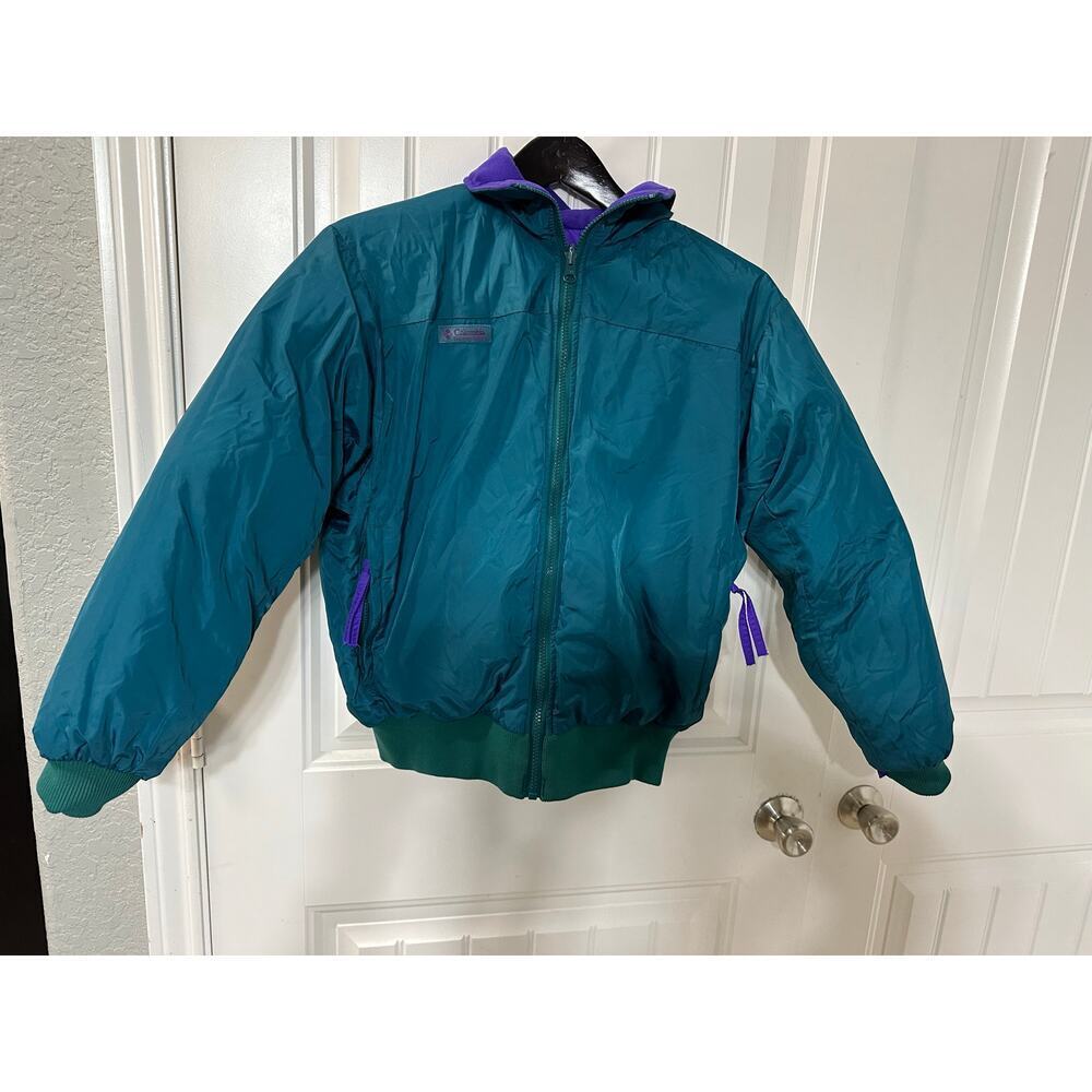 Columbia Reversible Retro 80s 90s Crop Ski Down Puffer Jacket Women M Gorpcore - Picture 4 of 11